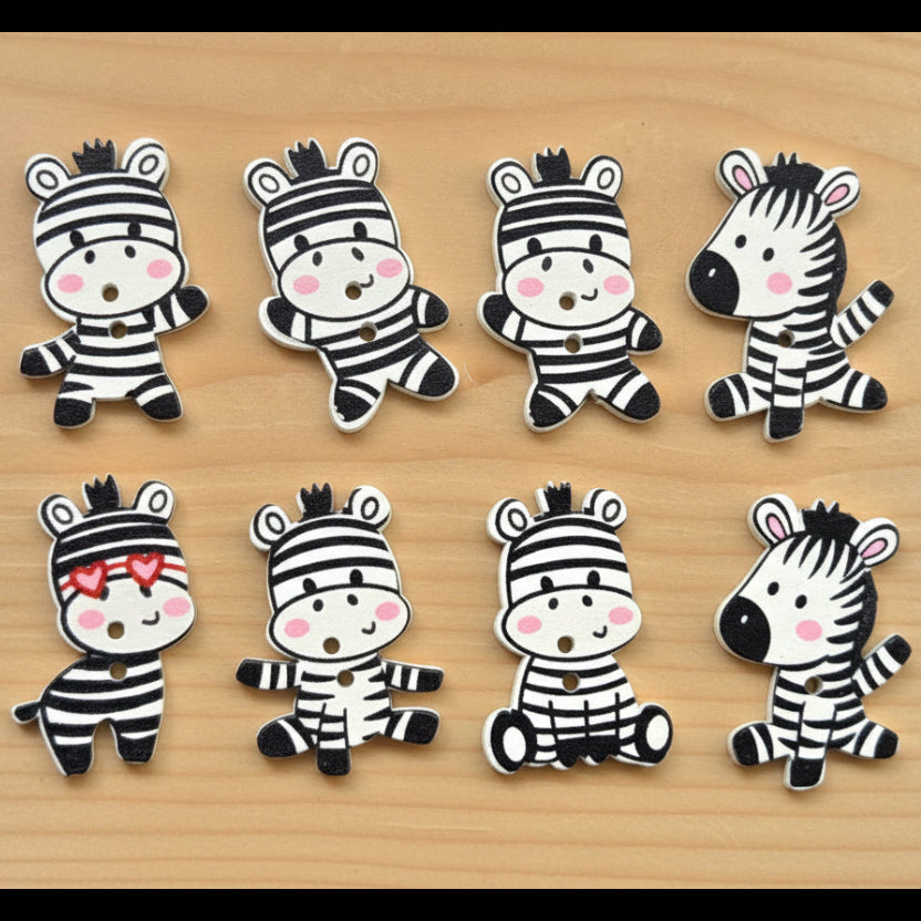 Clearance // Zebra / Wooden Buttons (Set of 8)
