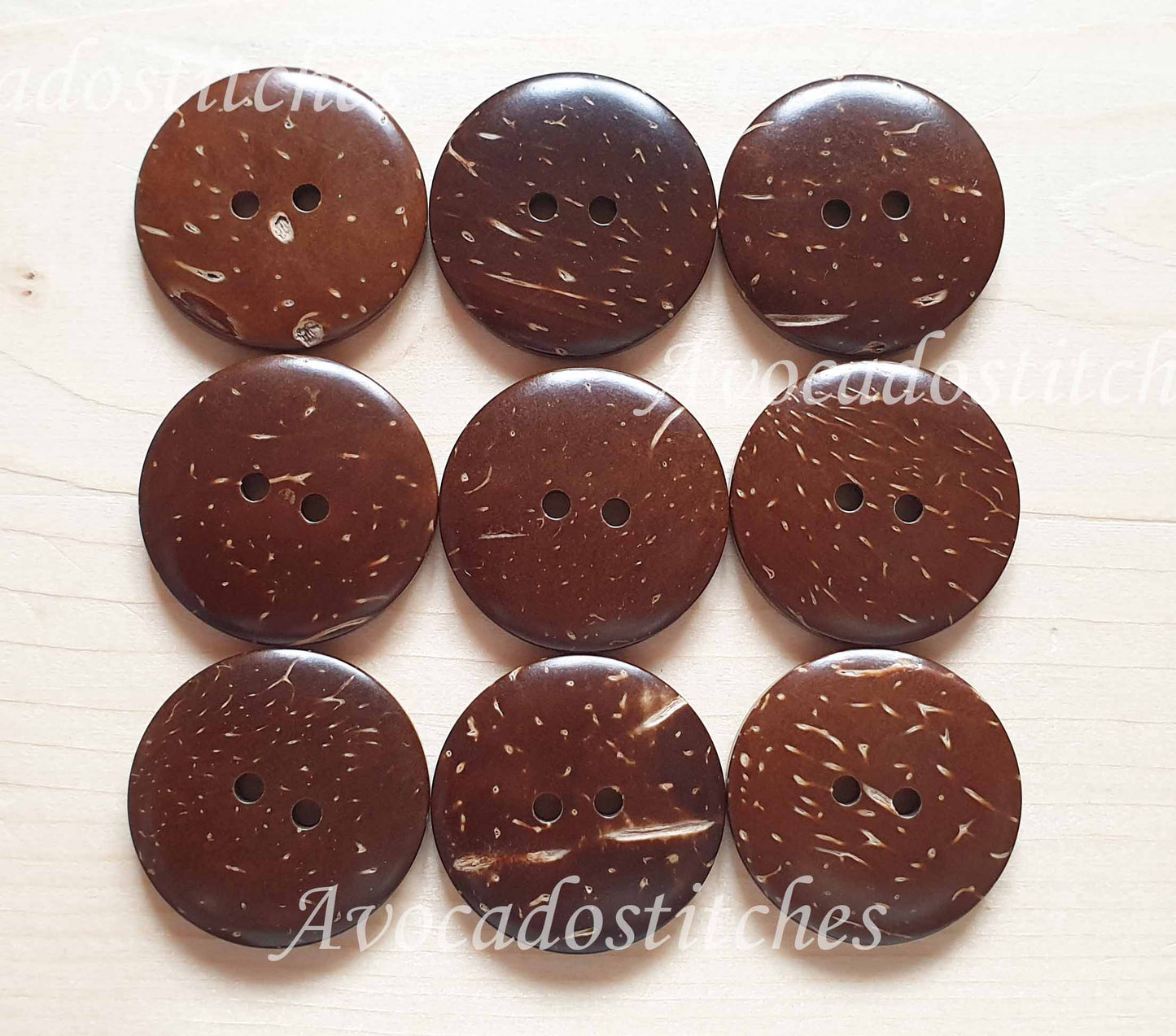 2-HOLE COCONUT BUTTONS / 13-38mm / Coconut Buttons / Sewing Buttons