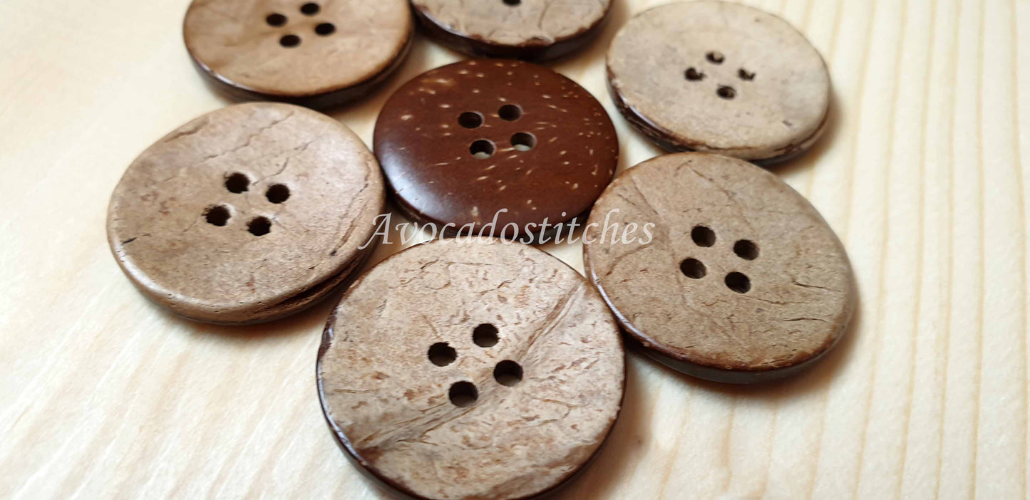 4-HOLE COCONUT BUTTONS / 20-30mm / Coconut Buttons / Sewing Buttons