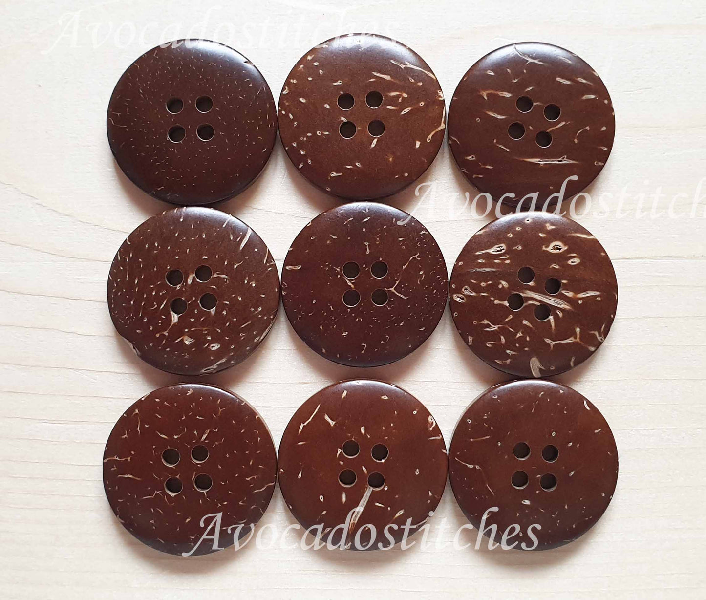 4-HOLE COCONUT BUTTONS / 20-30mm / Coconut Buttons / Sewing Buttons