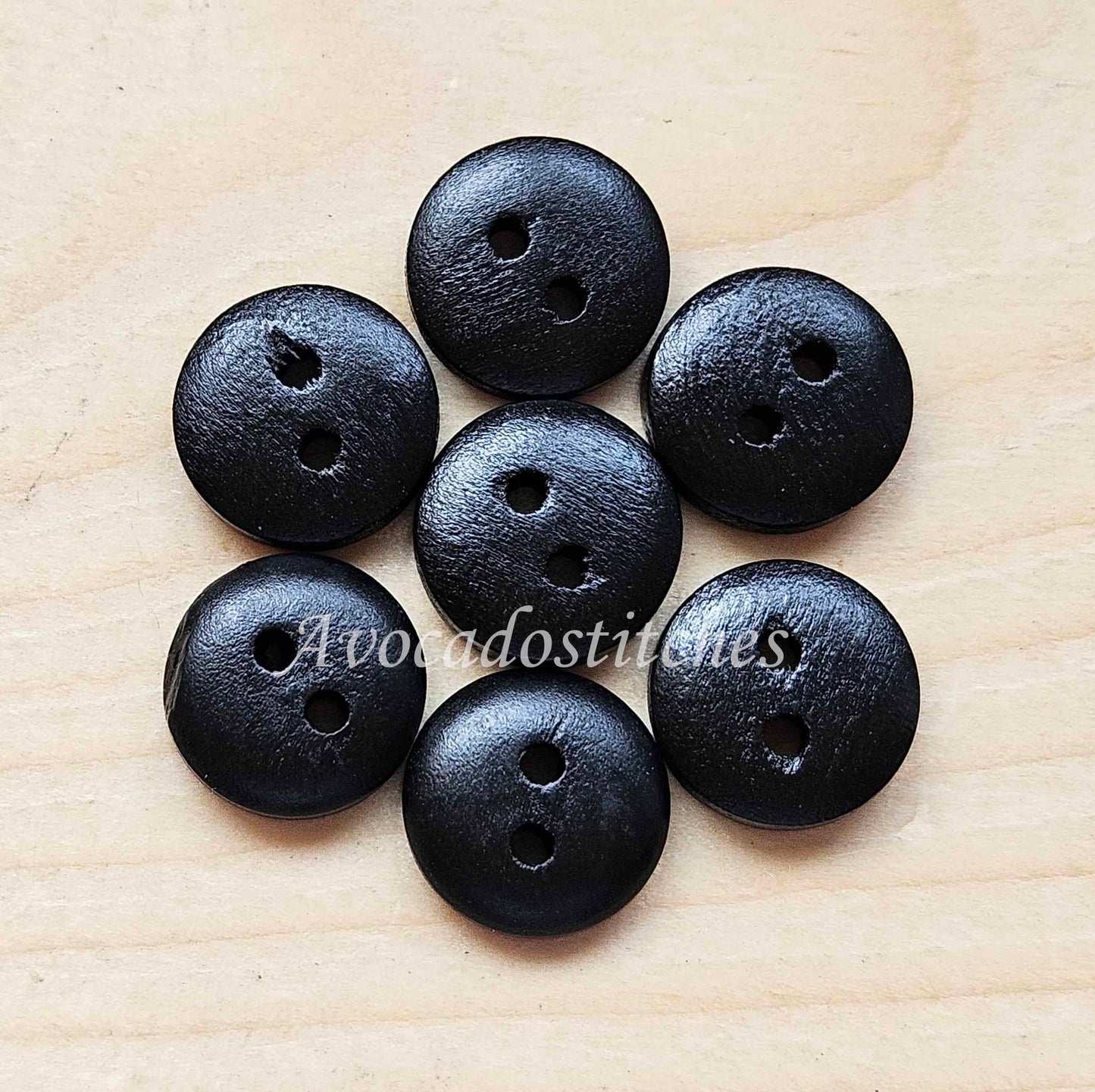 BREAD Black / 11.5mm - 20mm / Wooden Buttons / Sewing Buttons