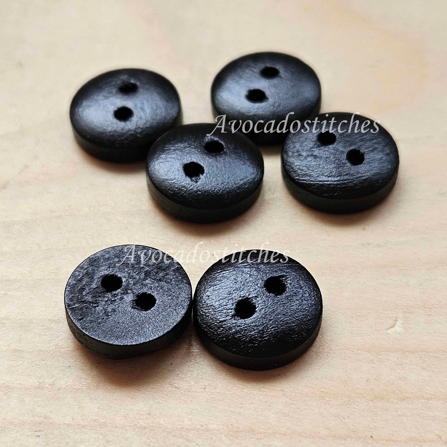 BREAD Black / 11.5mm - 20mm / Wooden Buttons / Sewing Buttons