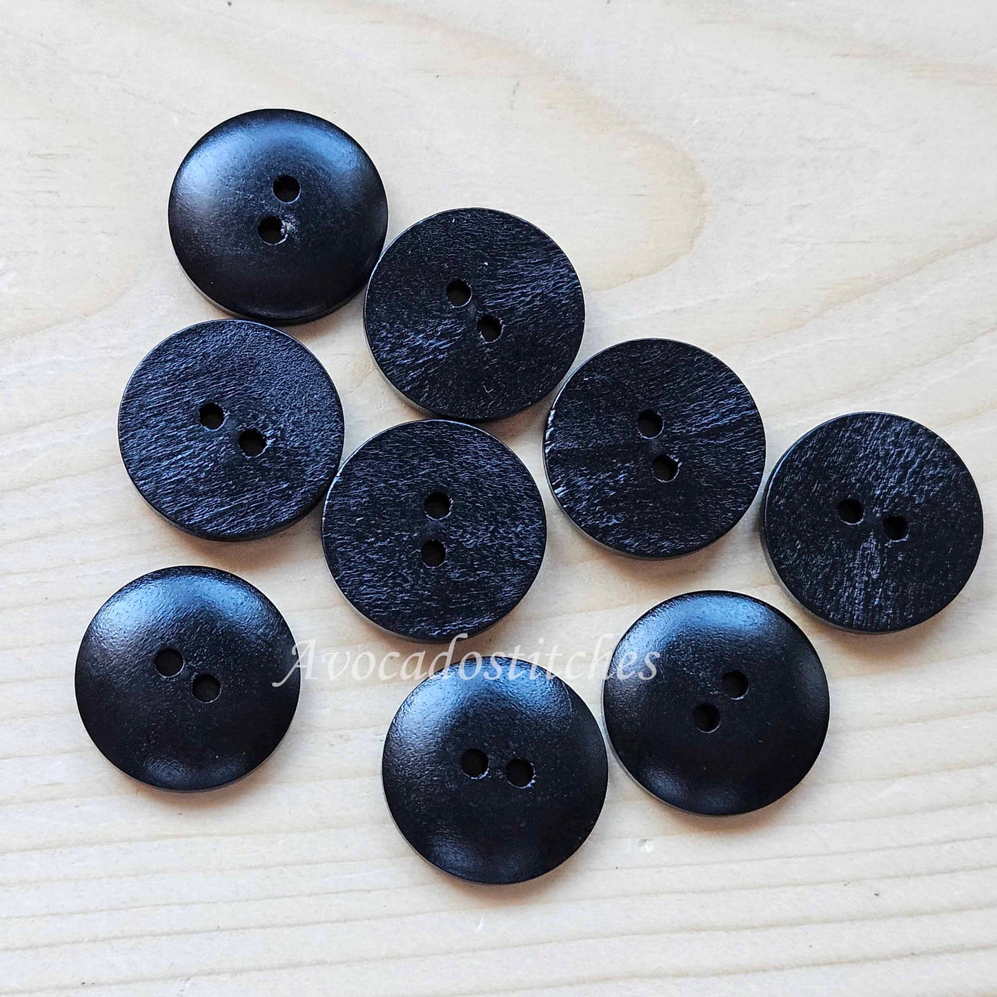 BREAD Black / 11.5mm - 20mm / Wooden Buttons / Sewing Buttons