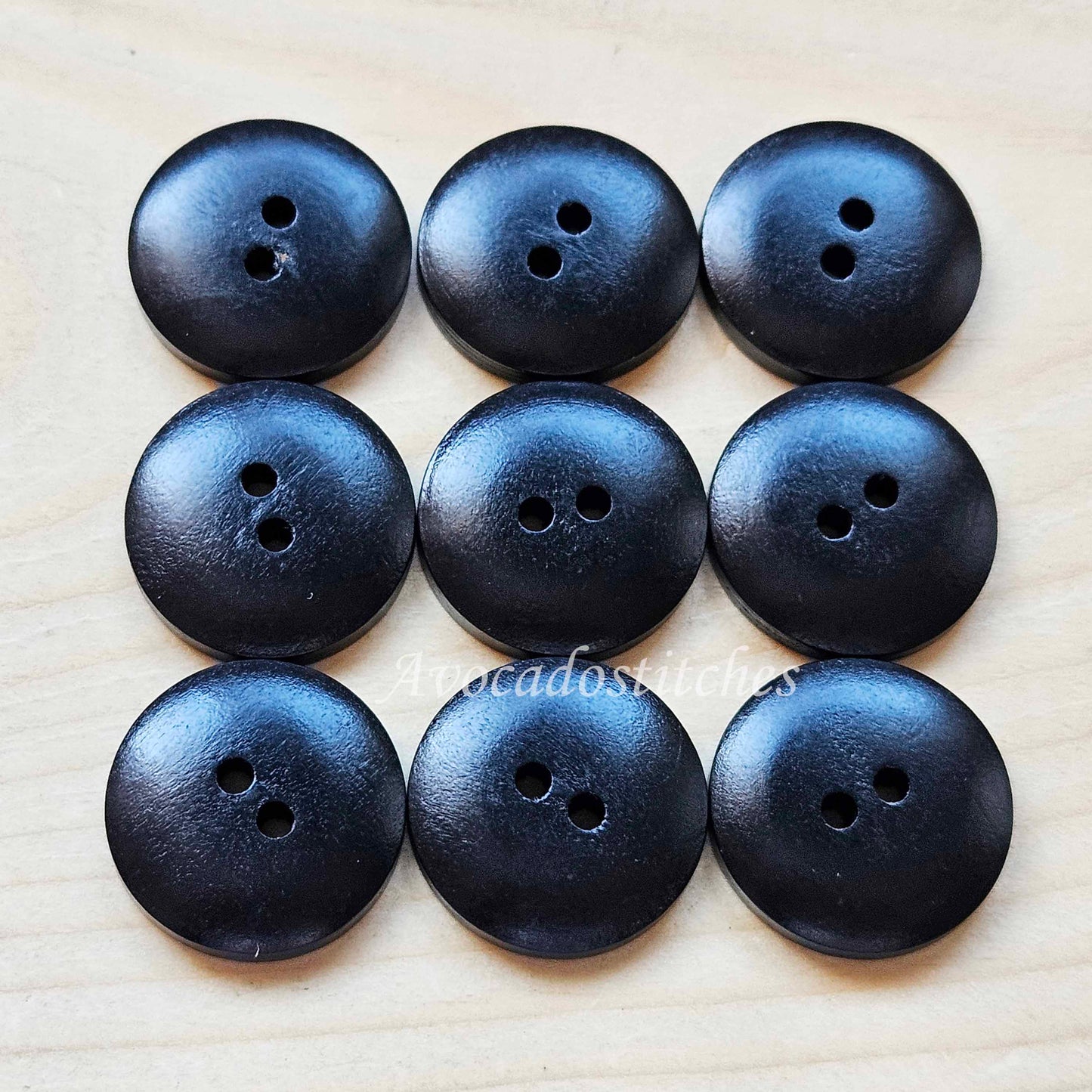BREAD Black / 11.5mm - 20mm / Wooden Buttons / Sewing Buttons