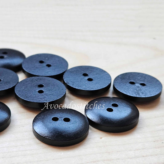 BREAD Black / 11.5mm - 20mm / Wooden Buttons / Sewing Buttons