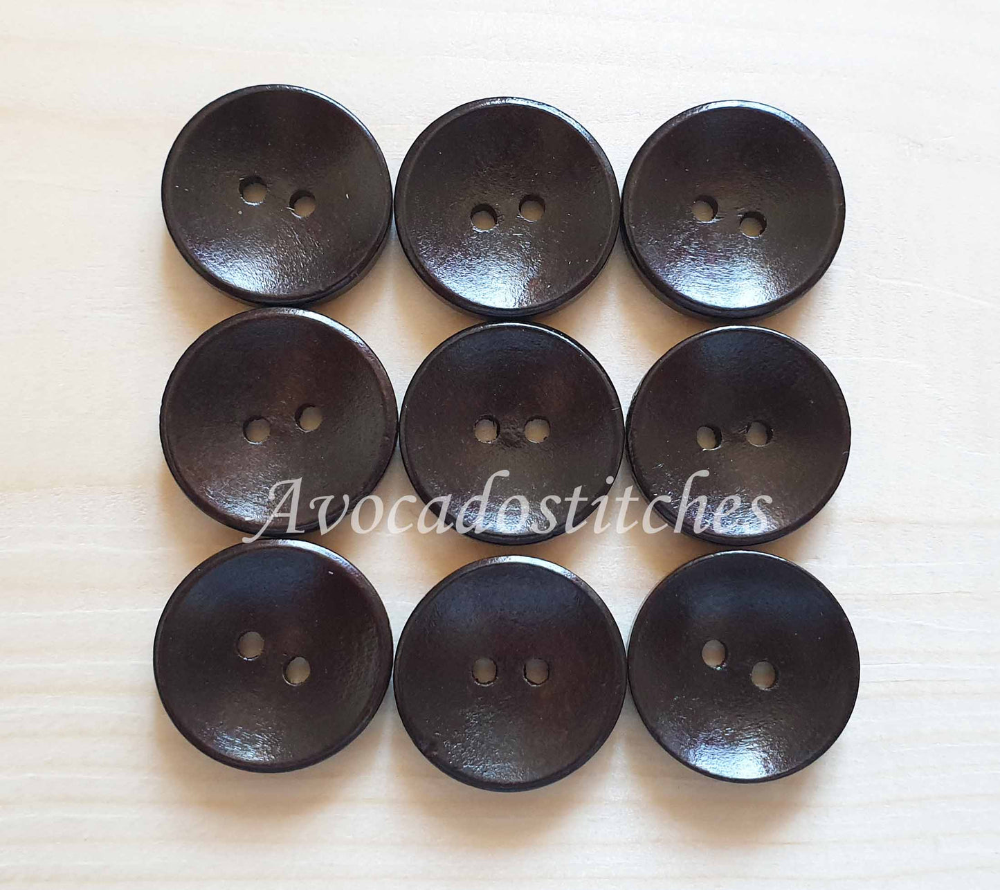 2-HOLE DARK BROWN / 10-25mm / Wooden Buttons / Sewing Buttons