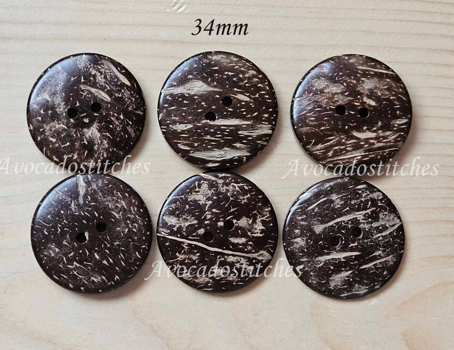 2-HOLE COCONUT BUTTONS / 13-38mm / Coconut Buttons / Sewing Buttons