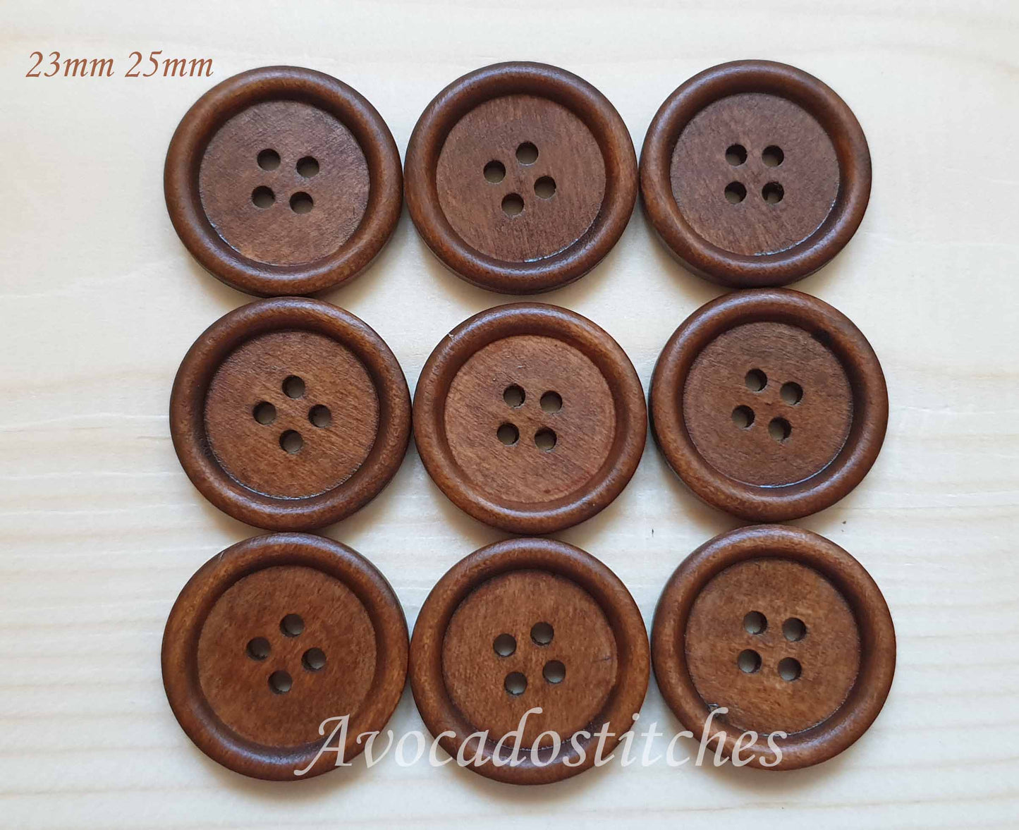 4-HOLE COFFEE BROWN / 10-25mm / Wooden Buttons / Sewing Buttons
