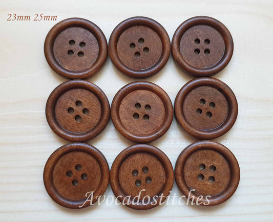 4-HOLE COFFEE BROWN / 9-38mm / Wooden Buttons / Sewing Buttons