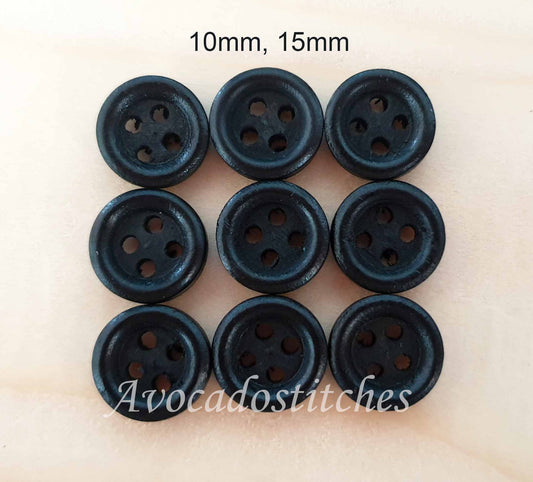 4-HOLE BLACK / 10-35mm / Wooden Buttons / Sewing Buttons