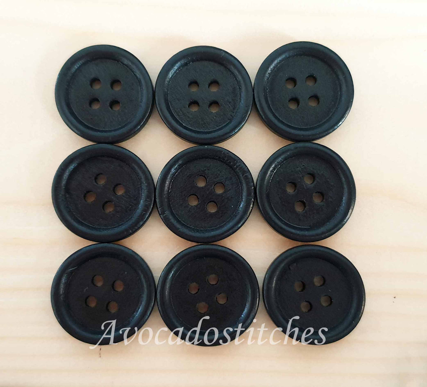 4-HOLE BLACK / 10-35mm / Wooden Buttons / Sewing Buttons