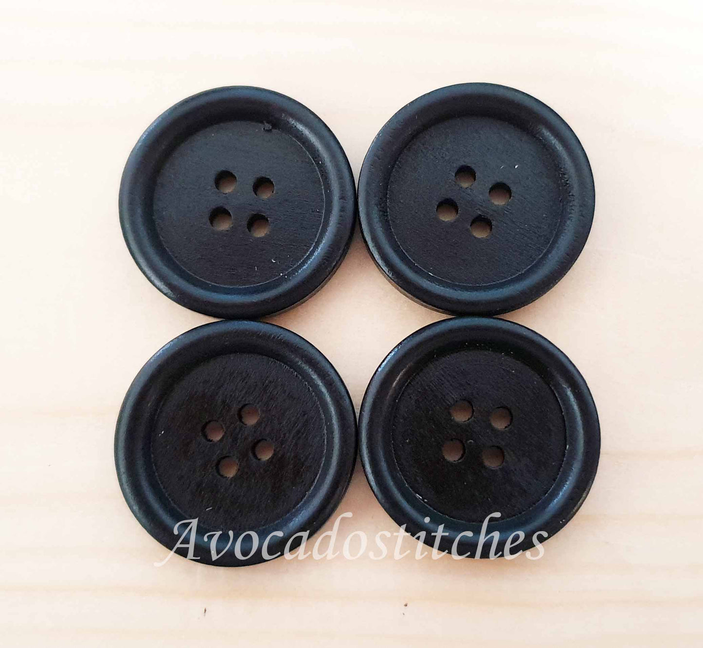 4-HOLE BLACK / 10-35mm / Wooden Buttons / Sewing Buttons