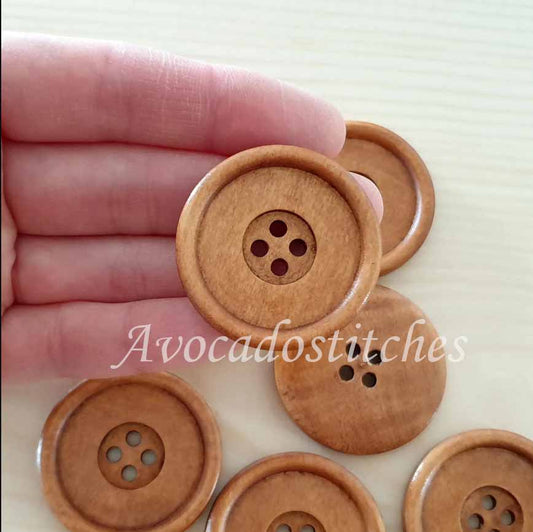 4-HOLE XLarge PEANUT BROWN / 40mm - 2 buttons / Extra Large Wooden Buttons / Sewing