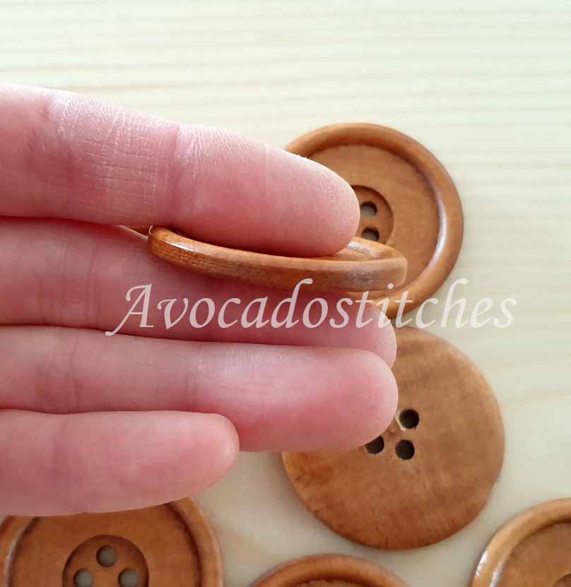 4-HOLE XLarge PEANUT BROWN / 40mm - 2 buttons / Extra Large Wooden Buttons / Sewing