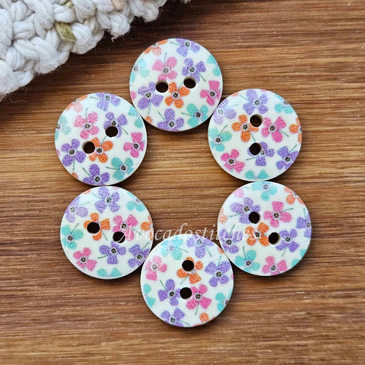 Clearance // 4 PETALS / Wooden Buttons / 15mm (Set of 6)