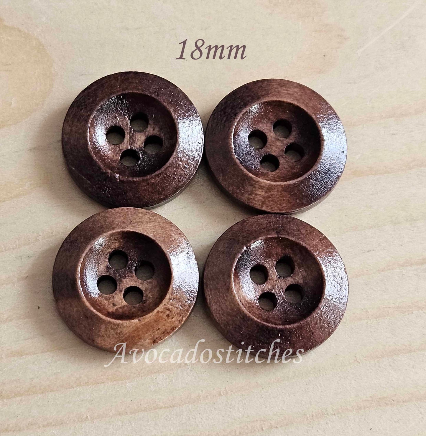 WEDGE EDGE Chocolate Brown / 18-25mm / Set of 8 buttons / Brown Wooden Buttons / Sewing Buttons