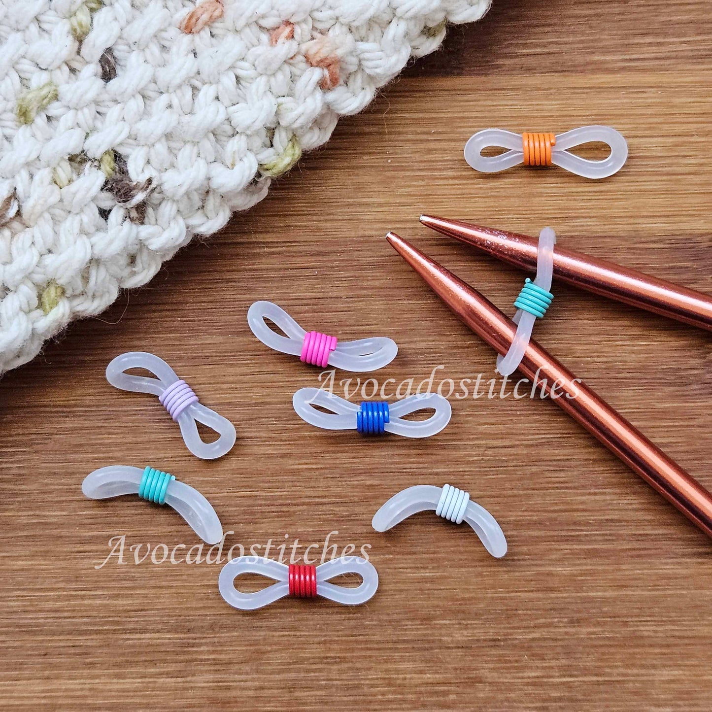 ANIWANIWA KNITTING NEEDLE HUGGERS / 8 pcs / Stitch Huggers / Notions