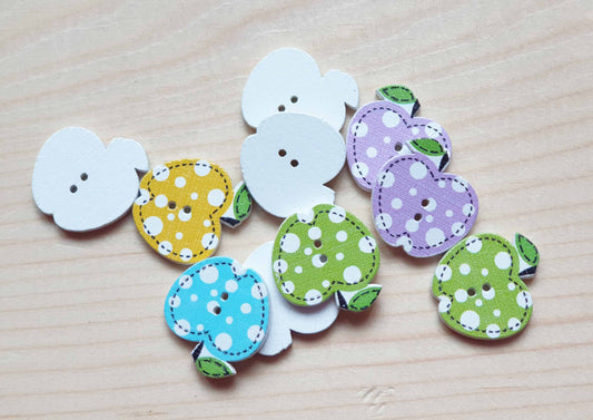 APPLE / 21*20mm / 8 buttons / Wooden Buttons / Sewing Buttons