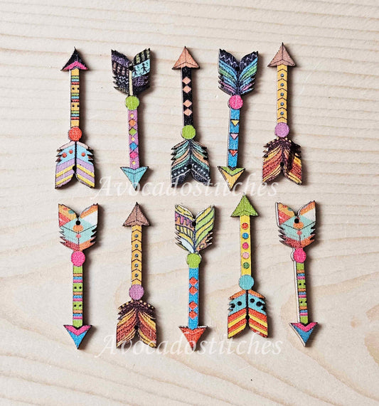 INDIAN ARROWHEAD / Wooden Buttons / 45*12mm (Set of 10)