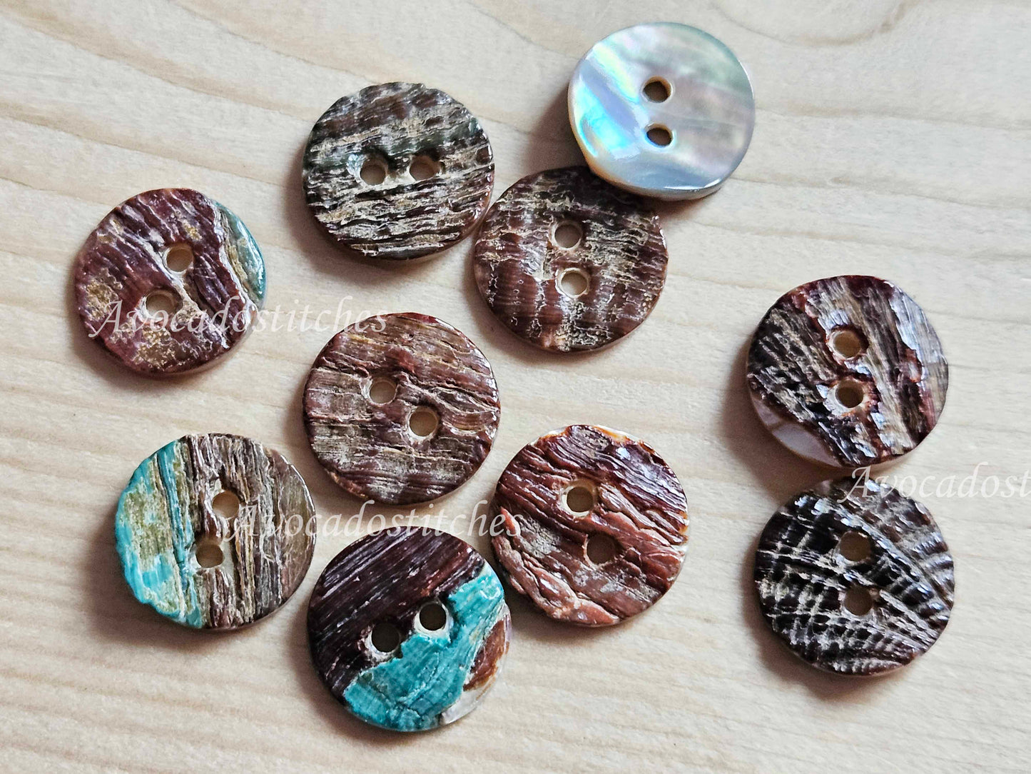 2-HOLE ABALONE SEASHELL BUTTONS / 10-25mm / MOP Shell Buttons / Sewing Buttons