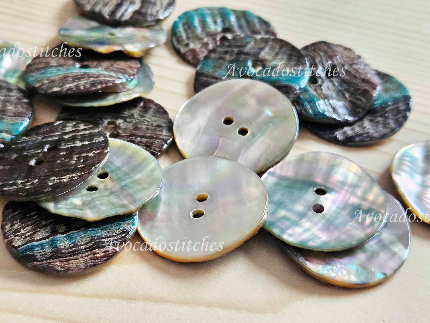 2-HOLE ABALONE SEASHELL BUTTONS / 10-25mm / MOP Shell Buttons / Sewing Buttons