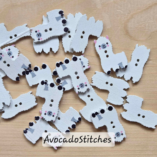 Alpaca / Wooden Buttons (Set of 10)
