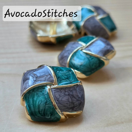 AMETHYST SKY BREEZE / 20*20mm - 2 buttons / Metal Enamel Shank Buttons / Sewing Buttons