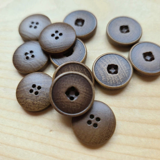Ancient Camellia / Deluxe Camellia Wooden Buttons / 15mm (Set of 4)