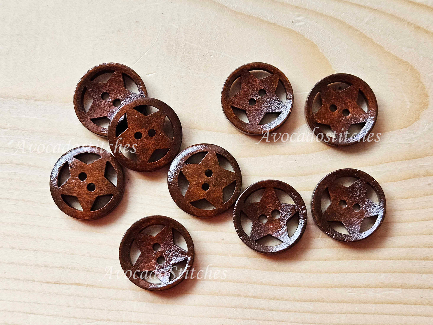 ASTER / 20mm - 6 buttons / Wooden Buttons / Sewing Buttons