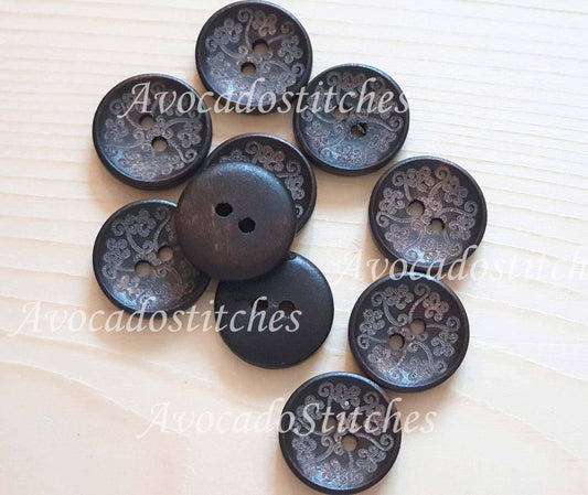 AvoDesigns AVO MANDALA / 20mm - 6 buttons / Wooden Buttons / Sewing Buttons