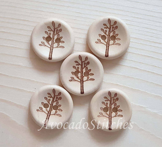 AvoDesigns AVO TREE / 20mm - 6 buttons / Wooden Buttons / Unvarnished Buttons / Sewing Buttons