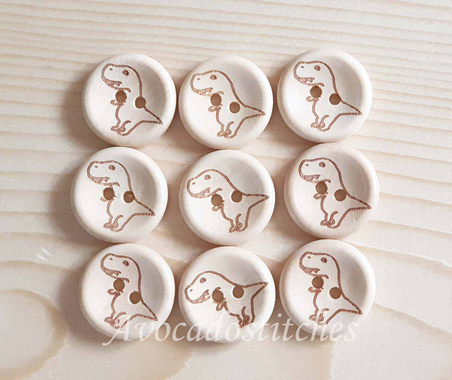 AvoDesigns T. REX / 15-20mm / Set of 6 buttons / Wooden Buttons / Unvarnished Buttons / Sewing Buttons