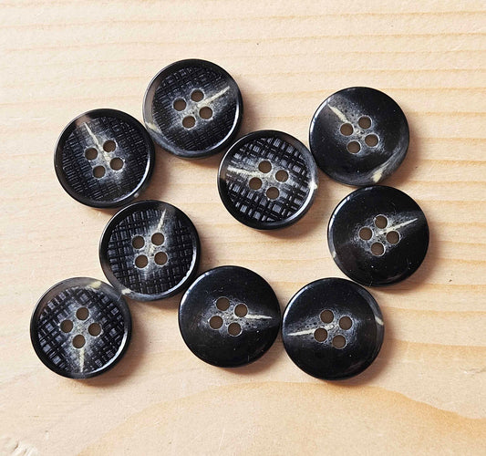 BLACK STORM / 15mm - 6 buttons / Resin Buttons / Sewing Buttons