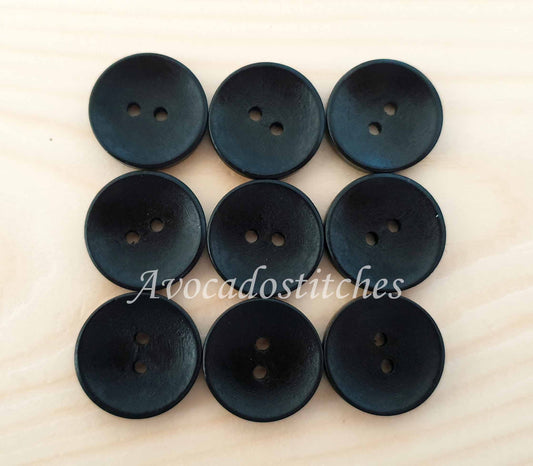 CLASSIC 2-HOLE / Black Wooden Buttons / 10-30mm