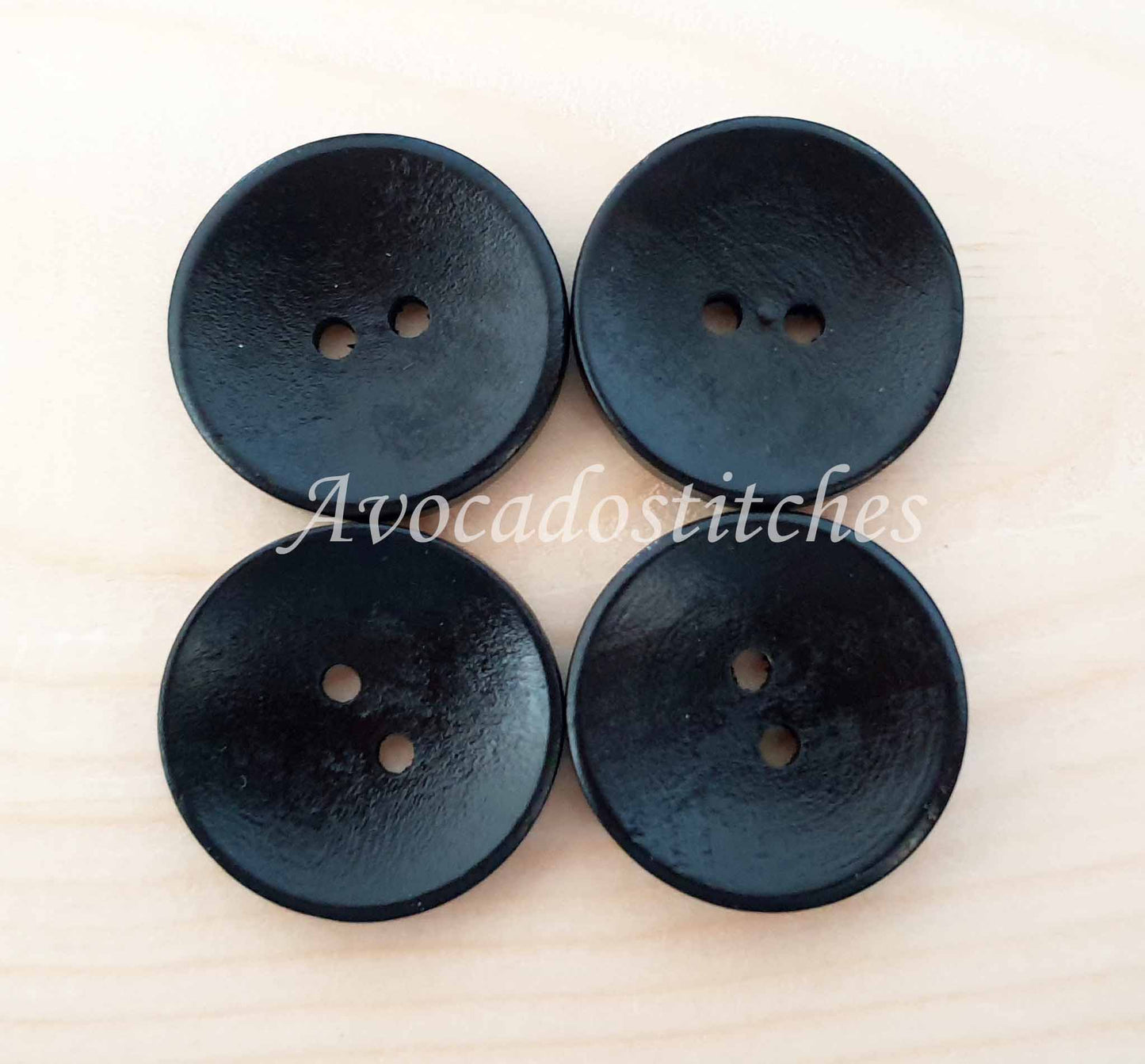 2-HOLE BLACK / 10-25mm / Set of 10 buttons / Wooden Buttons / Sewing Buttons