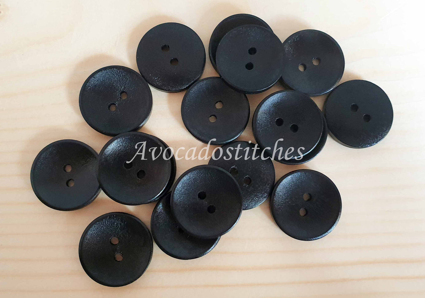 2-HOLE BLACK / 10-25mm / Set of 10 buttons / Wooden Buttons / Sewing Buttons