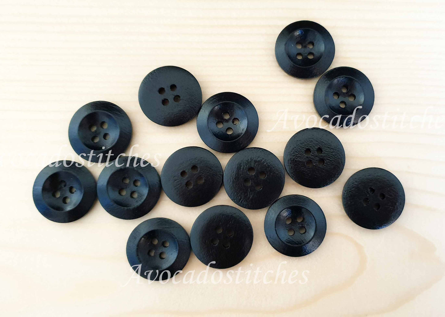 WEDGE EDGE BLACK / 12.5-25mm / Wooden Buttons / Sewing Buttons