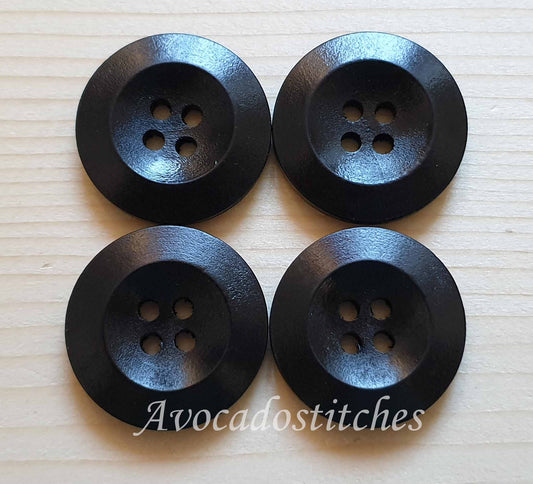 Clearance // WEDGE EDGE / Black 4-Hole Wooden Buttons / 12.5-25mm