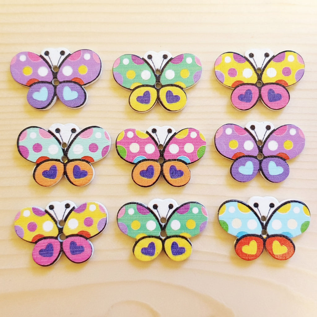 Clearance // Baby Butterfly / Wooden Buttons (Set of 8)