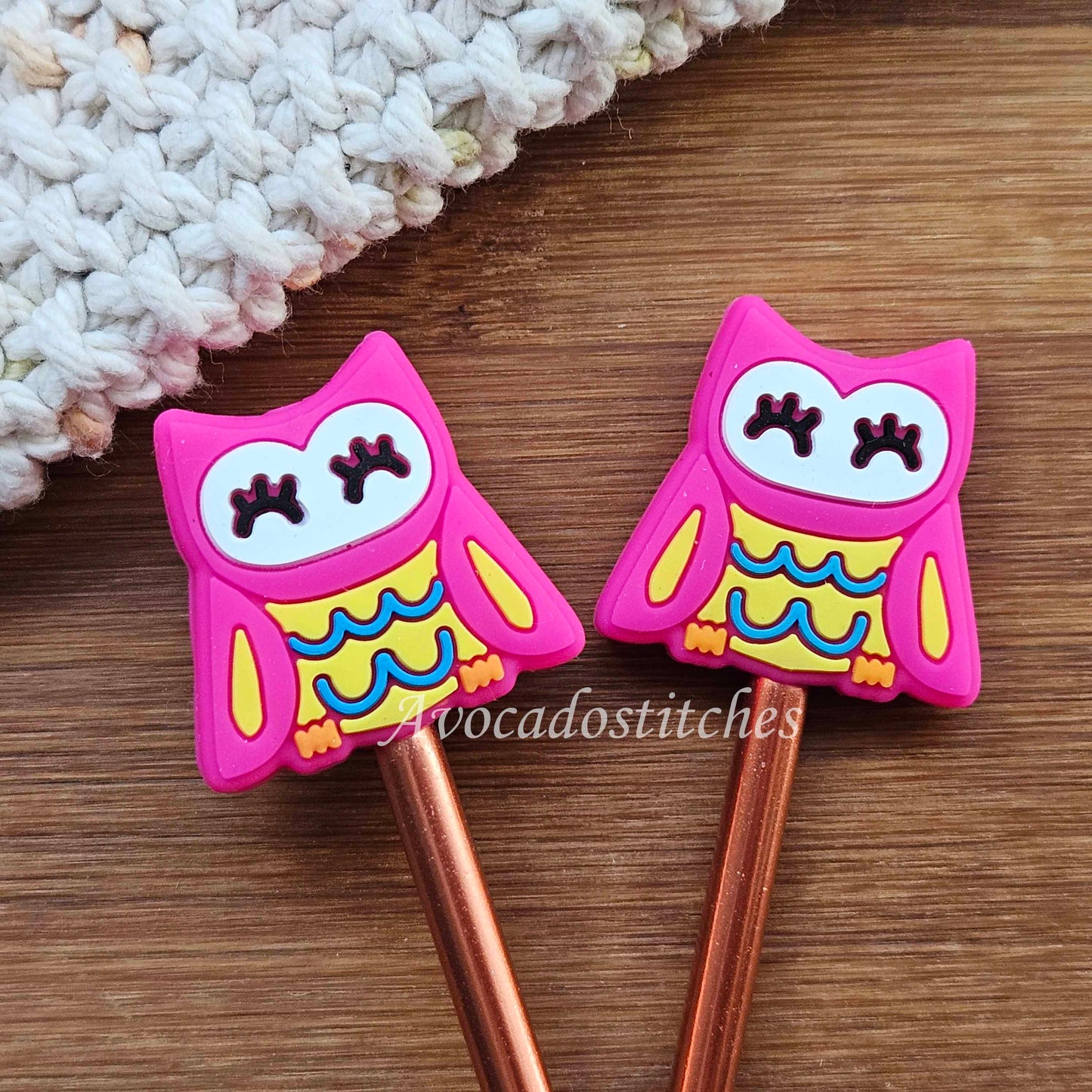 BABY OWL Stitch Stoppers / 1 pair / Knitting Needle Stoppers / Point Protection / Notions