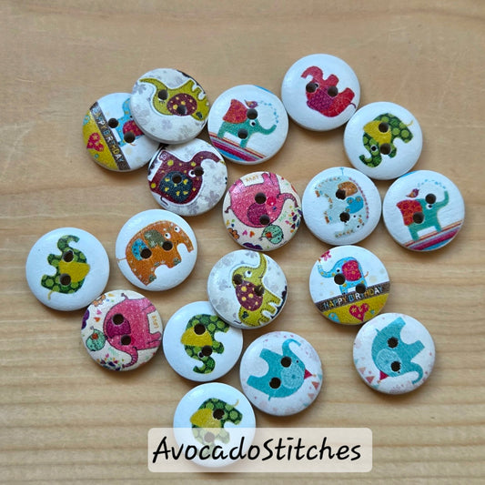 BABY SAFARI / 15mm - 8 buttons / Wooden Buttons / Sewing Buttons
