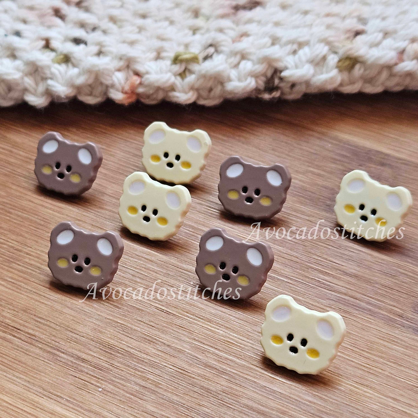 BABY TEDDY / 15mm 17mm / 6 buttons / Resin Shank Buttons / Sewing Buttons