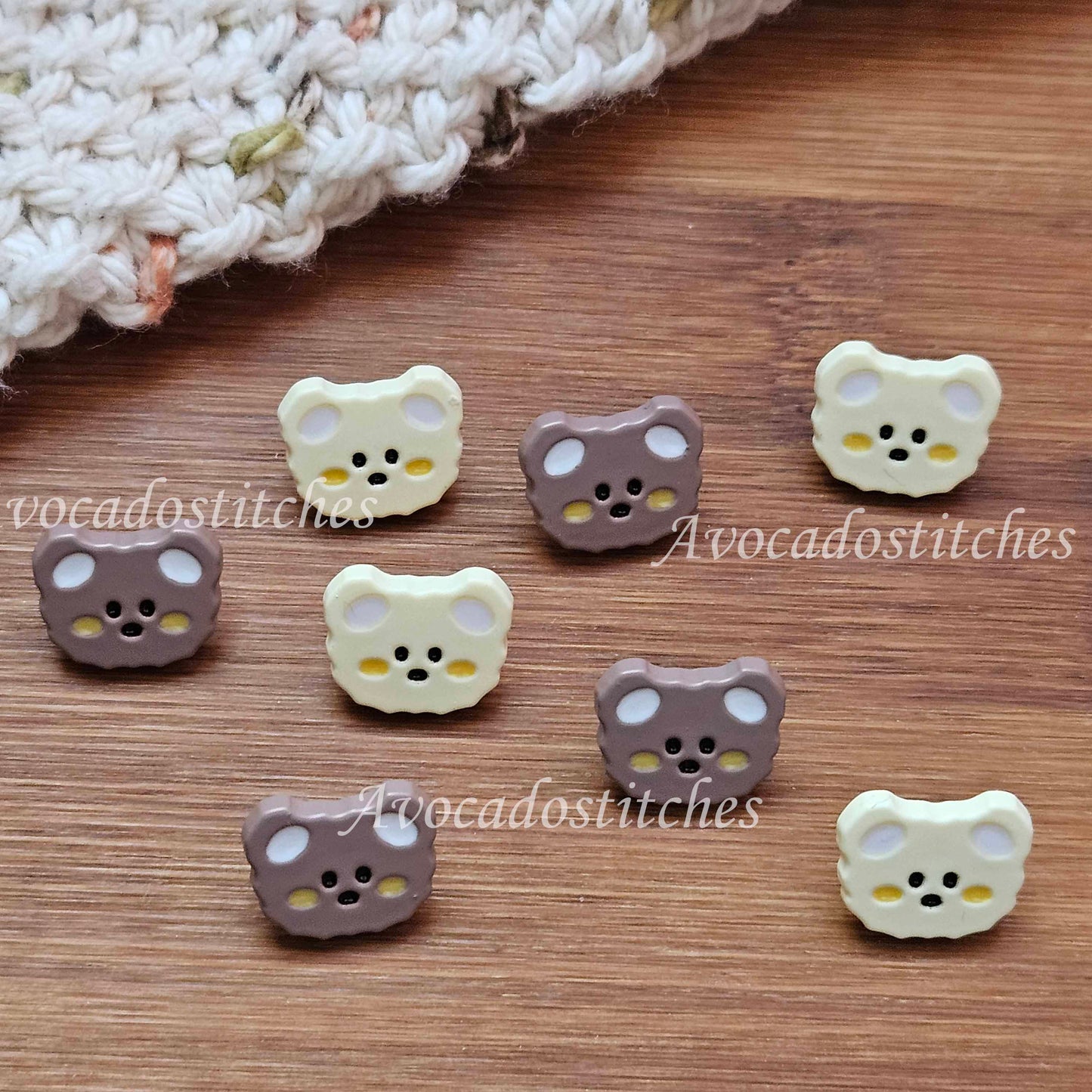 BABY TEDDY / 15mm 17mm / 6 buttons / Resin Shank Buttons / Sewing Buttons