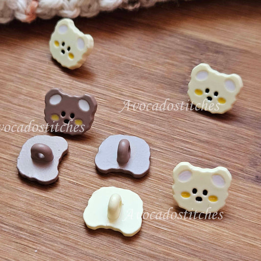 BABY TEDDY / 15mm 17mm / 6 buttons / Resin Shank Buttons / Sewing Buttons