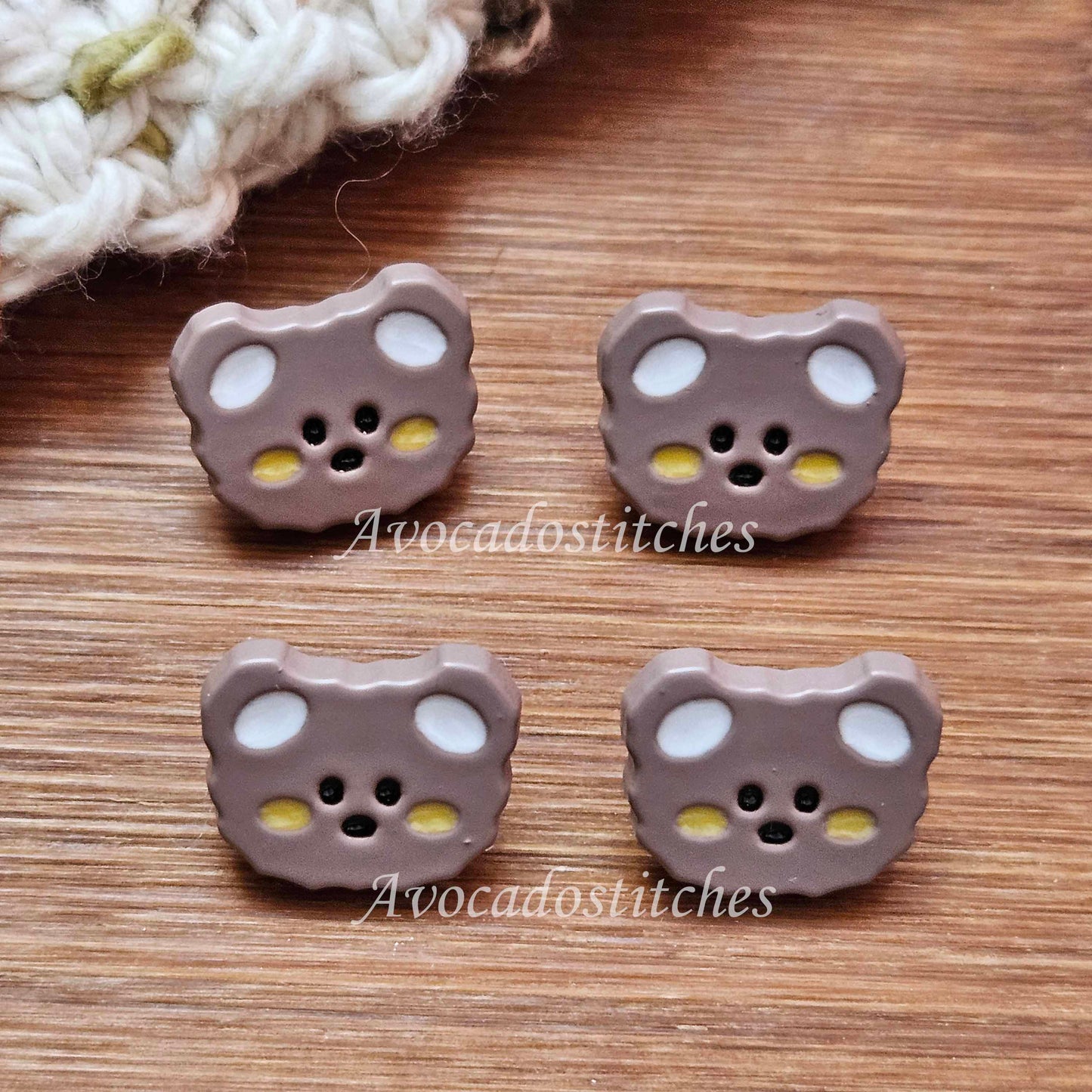 BABY TEDDY / 15mm 17mm / 6 buttons / Resin Shank Buttons / Sewing Buttons