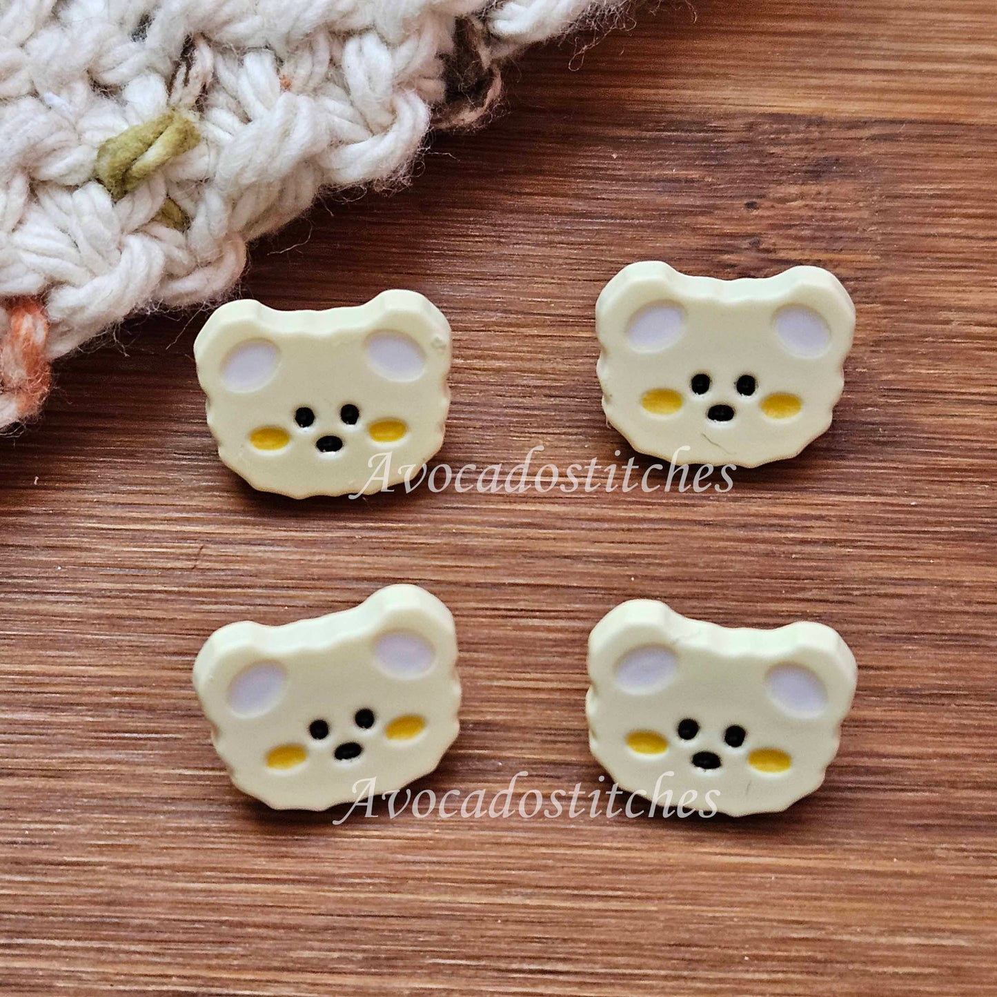 BABY TEDDY / 15mm 17mm / 6 buttons / Resin Shank Buttons / Sewing Buttons