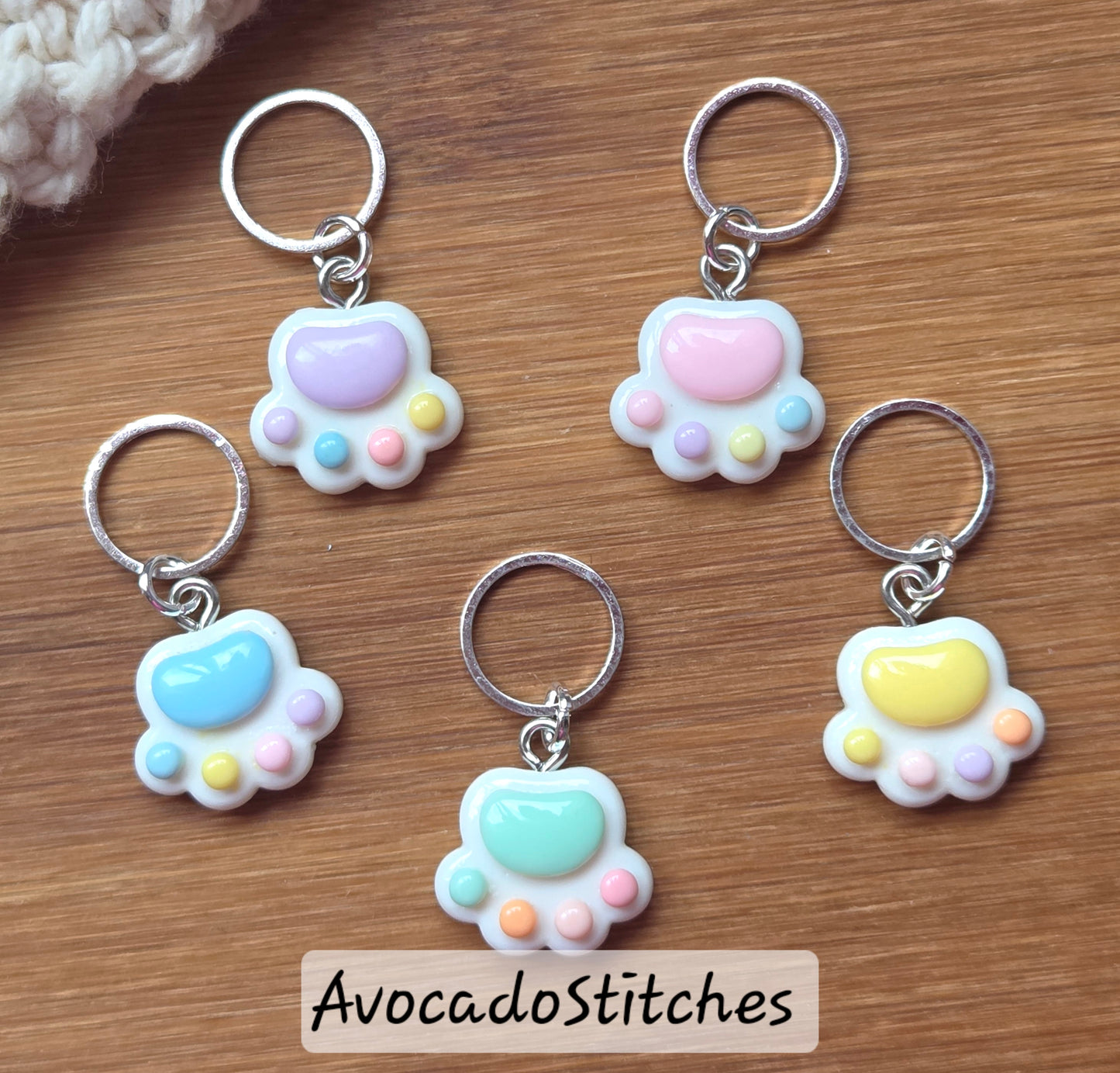 BABY PAWS – 5 Pieces / Knitting Crochet Stitch Markers / Notions
