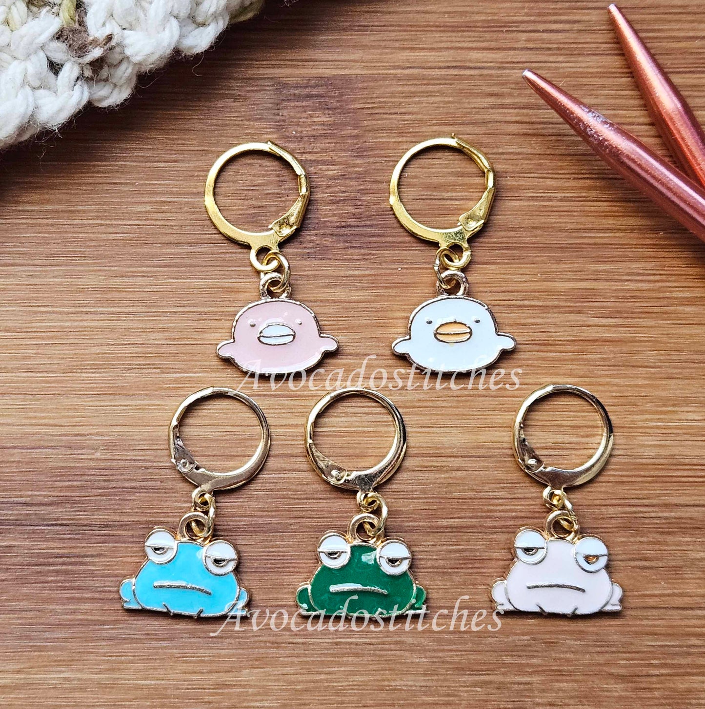 BABY FROGS & CHICKS - 5 pieces / Knitting Crochet Stitch Markers / Notions