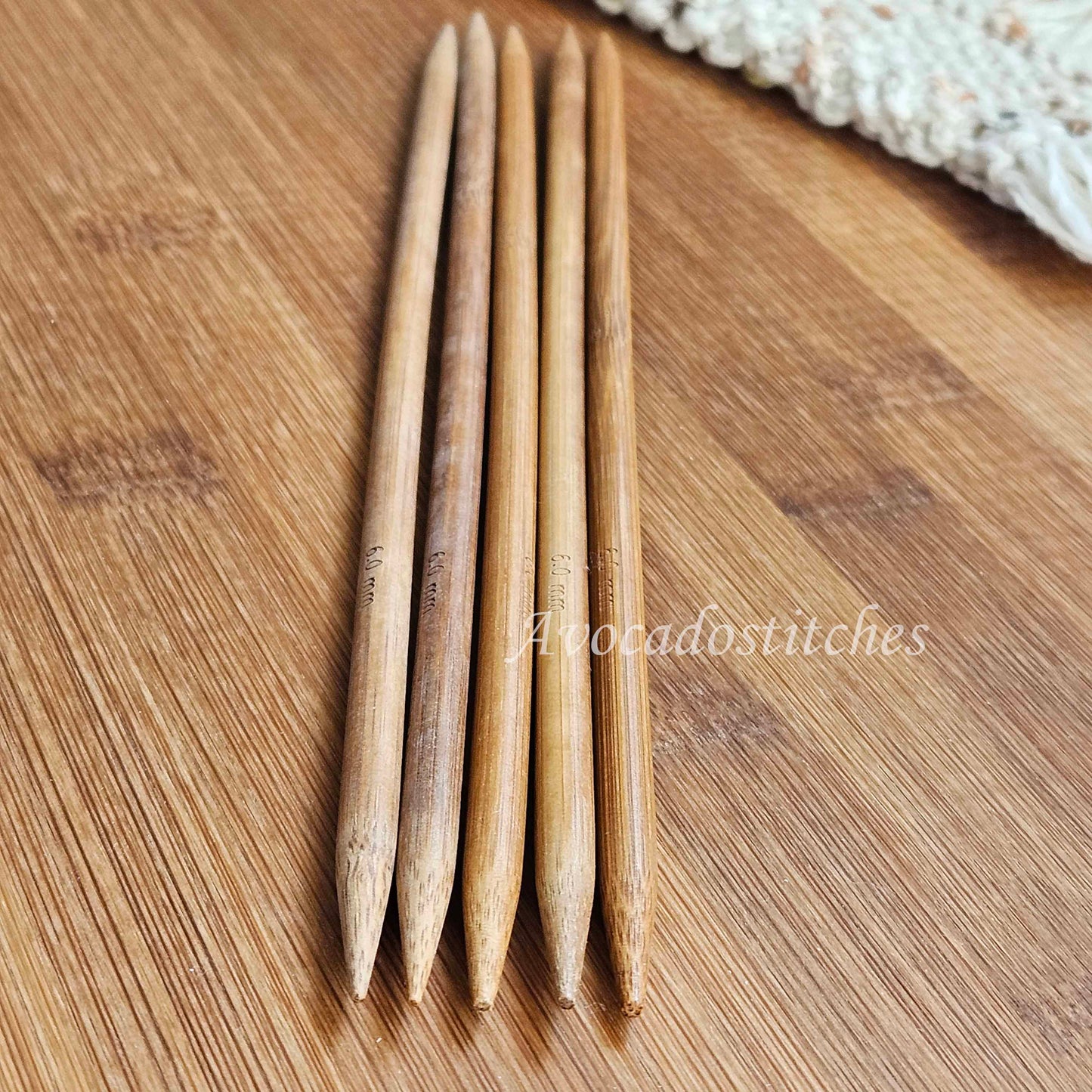 BAMBOO DOUBLE POINTED NEEDLES / 3.5-10mm - 25cm / 5 pcs / Knitting Needles / Tools