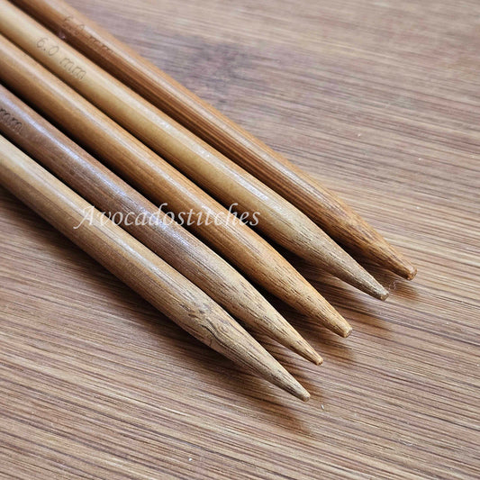 BAMBOO DOUBLE POINTED NEEDLES / 3.5-10mm - 25cm / 5 pcs / Knitting Needles / Tools